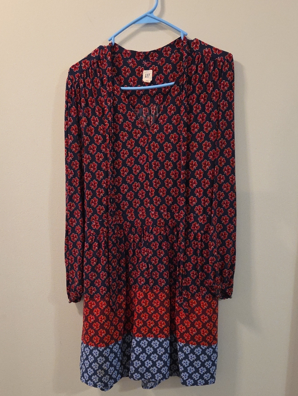 GAP Navy Dress with Red and Light Blue Floral Border